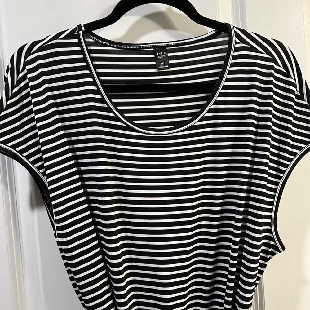 Shein Curve Black & White Striped long dress